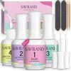 Saviland Kit di liquidi per Dip Powder: Base/Top Coat/Attivatore/Pennello Salvatore per Sistema di Polvere Dip, Ideale per Saloni di Manicure e Principianti in Manicure