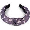 styleBREAKER Cerchietto donna a pois con nodo stile Rockabilly,Grigio-lilla | Fascia 5 cm, anima flessibile, rivestimento in poliestere, non stringe, per circonferenza testa 54-58 cm.