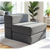 DYNMC you Divano Letto 75 cm - Premium Modern Grigio - Poltrona Letto & Divano in uno - Memory Foam 19 cm - 110 kg - Lavabile 30°C - Soggiorno, Camera per Bambini & Ufficio - OEKO-TEX Standard 100 Cert