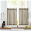 TOPICK Tende cucina lino Passante tenda da bistrot porta finestra balcone stile country roulotte 2 pezzi corte semi-trasparenti rustiche soggiorno doccia tenda per interni 65L x 60A cm, Marrone