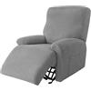 NAVESO 4 Pezzi Copripoltrona Relax Reclinabile, Copri Poltrona Elettrica con Tasche, Copripoltrona 1 Posto con Braccioli Elasticizzato per Poltrona TV, Poltronas Reclinabile (Grigio Chiaro)