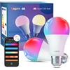 Lepro B2 AI Lampadina Smart E27, 1100LM RGB&Luce Bianca Regolabile, Progettista Illuminazione AI Personalizzato, Funziona con Alexa/Google Assistant, Connessione Wi-Fi e Bluetooth, Sync Musicale, 2pcs