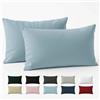 Dreamzie Federe 40x60 Cotone Rinforzato (Set da 2) - Blu Chiaro - Trama Fitta a 57 Fili/cm² - Federe Cuscini 40x60 cm - Federe Cuscino 40x60 Certificate Oeko Tex - Dreamzie