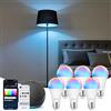 Aigostar Mesh - Lampadina Smart A60 E27 LED 12W, Compatibile con Alexa e Bluetooth Mesh, 1150LM RGB & 2700K-6500K, 6 Unità (Con Telecomando Bluetooth)
