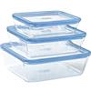 Pyrex Zero Plastic - Set di 3 contenitori per la conservazione degli alimenti (1 x 0,8L + 1 x 1,5L + 1 x 2,6L)
