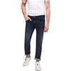 Replay Jeans Dritti Grover da Uomo con Elasticità, Blu (Blu Scuro 007), 32 W / 32 L