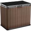 Keter Porta Attrezzi da Esterno Store-It-Out Darwin, Ideale per il Giardino, Marrone, 140x80x120H cm, 1150 L