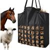 VEVOR Borsa da Fieno per Cavalli 55 x 18,5 x 64 cm, Fori da 46 x 46 mm, Struttura in Nylon di Alta Qualità con Rivestimento Impermeabile in PVC, Cinghie di Sospensione Regolabili e Ganci in Metallo