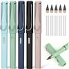 OFFCUP Set di 5 matite eterne Infinity con gomma e punte di ricambio, matite riutilizzabili senza inchiostro per scrivere, disegnare, studenti, casa, ufficio, forniture scolastiche (colore chiaro)