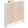 MUEBLES PITARCH | Ingresso stretto Scarpiera con gambe per ingresso corridoio, 4 porte, Bianco lucido e Rovere Aurora, 8 paia di scarpe, 17cm profondità, 97x98 (altezza x larghezza) modello Kay