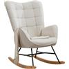 MEUBLE COSY Sedia a Dondolo Poltrona Imbottita Relax con Braccioli Schienale Alto per Soggiorno Cameretta in Tessuto con Gambe in Legno