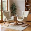 MEUBLE COSY Set di 2 Sedia a Dondolo Confortevole Poltrona Relax Imbottita in Tessuto con Gambe in Legno e Metallo per Soggiorno