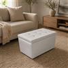 Dmora Pouf Contenitore Abino 45x90x45h cm Bianco Forma Rettangolare Colore Rivestimento Bianco, Imbottitura Poliuretano Espanso Made in Italy