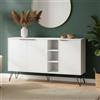 Dmora - Credenza Perseus, Buffet da soggiorno, Madia da salotto, Dispensa da cucina, 142x36h83 cm, Bianco