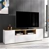 Dmora - Mobile porta TV Etna, Credenza bassa da soggiorno, Madia da salotto per televisione, 142x35h44 cm, Bianco e Rovere Nodi