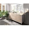 Dmora - Credenza Avez, Buffet da soggiorno, Madia moderna da salotto a 3 ante, 155x43h75 cm, Rovere e Bianco