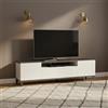 Dmora - Mobile porta TV Ivan, Credenza bassa da soggiorno a 2 ante, Base porta televisione, 100% Made in Italy, cm 160x40h47, Bianco lucido e Ardesia
