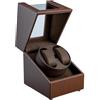 Tolesum Carica Orologi Automatici 2 Posti,Scatola del Tempo per Orologi, Automatic Watch Winder PU Scatola per Orologi Doppi Rotanti,Rotazione Silenziosa-Marrone