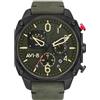 AVI-8 Mens 45mm Hawker Hunter Retrograde Chronograph Deep Green Black Japanese Quartz Pilot Watch with Leather Strap AV-4052-08