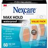 Nexcare Bendaggi impermeabili Max Hold: One Size 60 count, 1.25 in. x 2.5 in. (Chiaro) / 60 Contare
