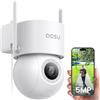 aosu 3K 5MP Telecamera Wi-fi Esterno Fili, Videocamera Sorveglianza WiFi con 400Lm Faretto Visione Notturna a Colori, Elecamera Esterno Movimento, Registrazione 24/7, Sicurezza del Veicolo