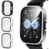 iVoler 3 Pezzi Cover con Vetro Temperato per Xiaomi Redmi Watch 5 Lite (Non per Redmi Watch 5), Copertura Completa Custodia Rigida PC, Pellicola Protettiva Anti-Graffio Case, 2 Trasparente + 1 Nero