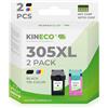 Kineco 305XL - Cartucce d'inchiostro per stampante HP 305/305 XL per HP DeskJet 2700/2710/2720, DeskJet Plus 4100/4120, Envy 6000/6010/6020, Pro 6400, alte prestazioni