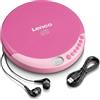 Lenco CD-011PK - Tragbarer CD-Player mit batteriebetriebener Funktion - LCD-Bildschirm - Diskman - CD-Walkman - mit Kopfhörer und integriertem Micro-USB-Anschluss - Rosa