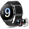Iaret Smartwatch Donna Uomo Orologio Fitness Tracker iOS Android Smart Watch con Chiamate Assistente Vocale Notifiche Messaggi, 20 Modalità Sport Contapassi Cardiofrequenzimetro SpO2 Sonno, Nera