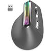 NEWWAY - Mouse Verticale Wireless A9 - WiFi 2.4 GHz - USB C - Ricaricabile - RGB - 2400 DPI - Ergonomico - Silenziatore - Nano Ricevitore Integrato 10 M - Grigio