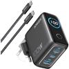 Anker Nano Caricatore USB C 100W, GaN a 3 Porte e Ultra Compatto, Display Intelligente e Controllo Touch, per iPhone 17 Pro Max/16/15, Samsung S25 Ultra, MacBook Air/Pro, e Altri (USB C Cavo Iincluso)