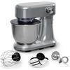 Klarstein Bella Evo Robot da Cucina 1500W - 5L Acciaio Inox, 12 Velocità, Planetaria, Pulse, Gancio Impasto & Frusta, Paraspruzzi - Robot da Cucina Multifunzione, Argento