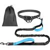 OFFCUP Guinzaglio Cani Mani Libere, Guinzaglio Da Jogging, Prolunga Elastica Con Borsa Portaoggetti per Addestramento, Camminata, Jogging E Corsa Con Cani (Azzurro, Per 1 Cane)
