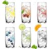 PLATINUX Set di 6 bicchieri decorati con stampa floreale, da 350 ml, bicchieri per acqua e succhi di frutta con bel fondo