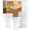 Baciato Caffè 200 Bicchieri in Carta Bianchi 120ml Ecologici Biodegradabili Monouso Made in Italy Asporto Bevande Calde Acqua - Prodotto e confezionato in Italia