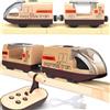 TOPLIVING Elettroferrovia per rotaie in legno, ferrovia giocattolo telecomandata, ferrovia motorizzata con suono, locomotiva a batteria, compatibile con Thomas, Brio e Chuggington