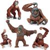 JOKFEICE 5 figure di animali in plastica orangutan famiglia animali modello di azione progetto scientifico, giocattoli educativi per l'apprendimento, regalo di compleanno, topper per torte, per