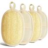 AOOWU Spugna di Luffa Naturale, 4 Pezzi 9x14cm Scrubber per il Corpo Esfoliante in Spugna, Spugna di Loofah per Doccia Ecologica e Biodegradabile, per Donne e Uomini Bathroom Spa Kitchen Camping