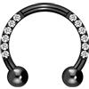 PIERCINGLINE Piercing per orecchio in titanio a forma di ferro di cavallo con 10 cristalli incastonati - piercing naso, setto o trago in 4 colori e 2 misure, 10 mm Innendurchmesser