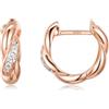 PHNIBIRD Orecchini Creole da Donna con Zirconi Cubici Intrecciare in Rosegold con Ipoallergenici Orecchini per regali per San Valentino