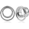 Vankula Dilatatori Lobo Double Flared tunnel dilatatore orecchie Bobina in Acciaio inossidabile lobi piercing espansori Gioielli Uomo Donna 16mm(5/8) Argento