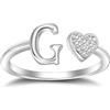 SILBERTALE Anello in argento Sterling 925, motivo a cuore con lettere, regolabile, taglia 52-58, iniziale A-Z, anello personalizzato, gioielli alla moda, con confezione regalo, Verstellbarer Größe 52