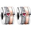 YUMINN Two Tone Love Clip x2 Charms in Argento 925 per Bracciali e Collane Perline Pendenti San Valentino Festa della Mamma Regali di Gioielleria per Donne