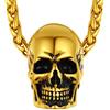 Richsteel Collana Ciondolo Teschio Diavolo Hannya Catena Ridimensionabile Gioielli Placcati Oro/Nero/Acciaio Inossidabile per Uomo Donna Unisex Adolescenti con Confezione Regalo Personalizzabile