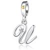 FGT Ciondoli a forma di lettera iniziale dalla A alla Z, per bracciali, collane, ciondoli, compatibile con braccialetti Pandora, nome dell'alfabeto, cuore, regalo per donne, Metallo, Zirconia cubica