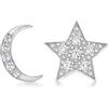 Tuscany Silver Orecchini a lobo luna 7.2 x 11.4 mm e stella 9.9 x 9.3 mm con zirconi placcati rodio in argento sterling per donna