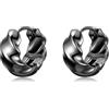 PHNIBIRD Orecchini Uomo Nero Cerchio in Argento Sterling 925 Unisex Orecchini Attorcigliati per Adatti a Donna e Uomo