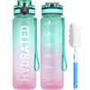 Sahara Sailor Borraccia Motivazionale in Tritan 1L/750ML/500ML -borraccia Sportiva, Riutilizzabile, Resistente, Opaca, con Marcatori di Tempo, per Palestra, Bici, Campeggio, Yoga (1 Bottiglia)