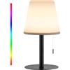 BAKAJI Lampada da Tavolo LED Senza Fili Ricaricabile, Luce Ambientale Portatile per Esterni ed Interni, RGB 8 Modalità di Colore, Interruttore a fune, per Giardino, Hotel, Bar, Camera da Letto, IP44