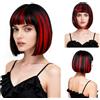 SAIIURV Parrucca da Vampiro Parruccha Donna Corte Bob Parrucce Nera Rossa Parrucche di Halloween Accessori Costumi da Vampiro Gotico Malvagio per Halloween Carnevale Feste Cosplay(Nero Rosso)